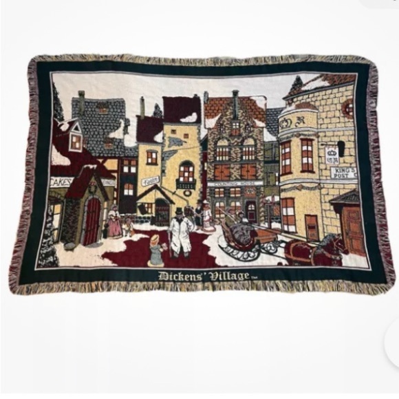 Goodwin Weavers Dept 56 Dickens Village 2nd Series Cotton Christmas Throw - Picture 1 of 11